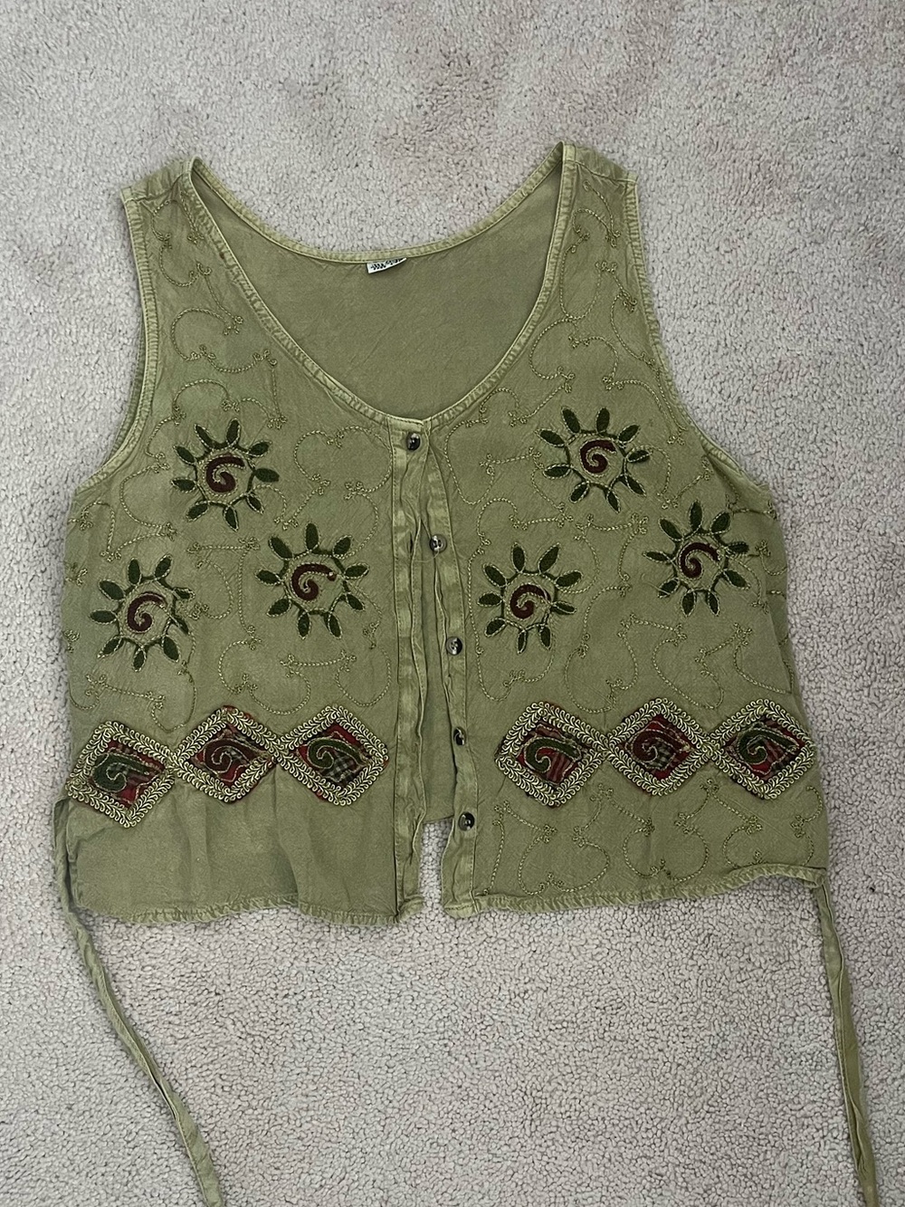 Boho Embroidered Linen Crop Top